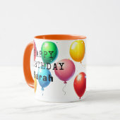Taza personalizada “Happy Birthday” con globos  マグカップ (正面左)