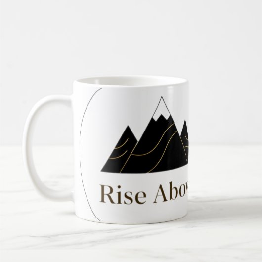 Taza Premium ‘Rise Above’ – Minimalista, Elegante コーヒーマグカップ (左)
