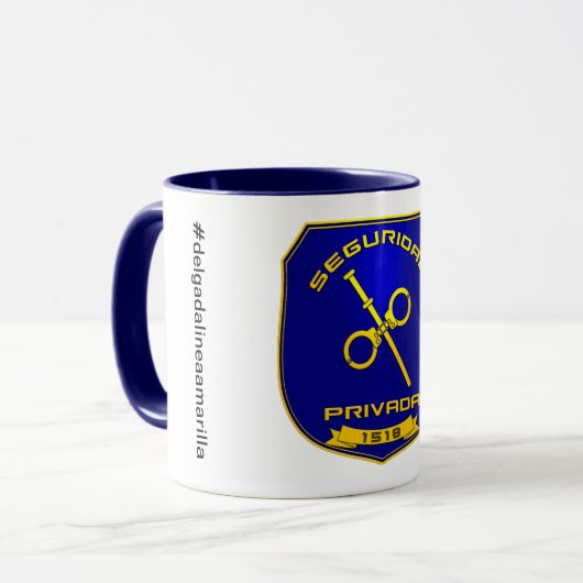 Taza Seguridad Privada España Placa Azul マグカップ (正面左)