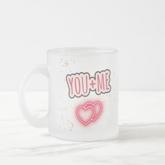 Taza semitransparente You + Me フロストグラスマグカップ (左)