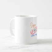 Taza super mom love you コーヒーマグカップ (正面左)