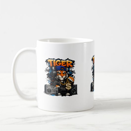 Taza Tiger Hip Hop Style コーヒーマグカップ (左)