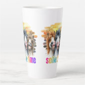 Tazas horse meme – funny horses on a selfie カフェラテマグ (正面)