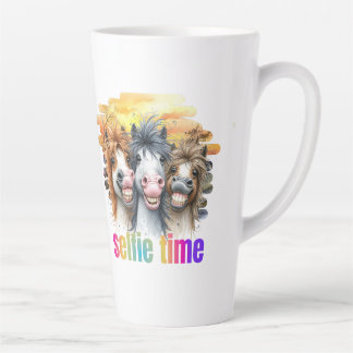 Tazas horse meme – funny horses on a selfie カフェラテマグ