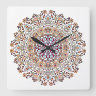 Tazhib decorado del arte persa, mandala persa スクエア壁時計