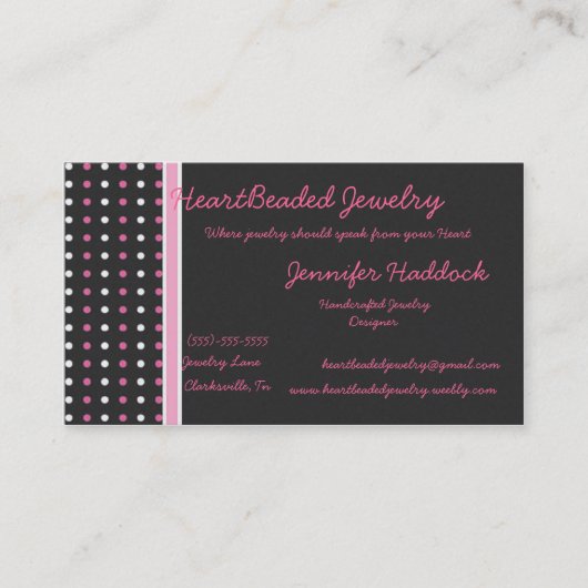 TBAの勝者のジュエリーの芸術家の名刺 名刺 (正面)