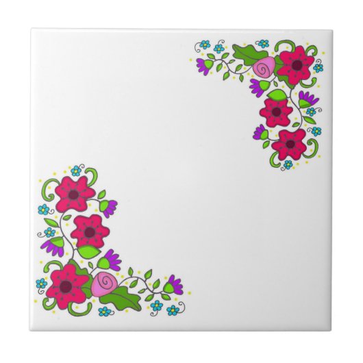 TBA賞-ウクライナの花のモチーフの民芸 タイル (正面)