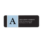 {TBA}のはっきりしたストライプ差出人住所ラベル(青) ラベル (正面)