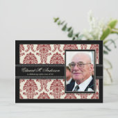 {TBA}ゴールデンイヤーズダマスク誕生日招待状（赤） 招待状 (スタンド正面)