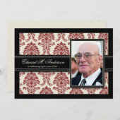 {TBA}ゴールデンイヤーズダマスク誕生日招待状（赤） 招待状 (正面/裏面)