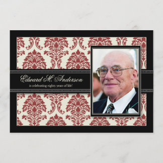 {TBA}ゴールデンイヤーズダマスク誕生日招待状（赤） 招待状