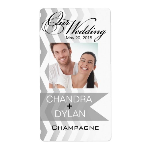 ::TBA::シェブロングラデーションスタイル!シルバーワイン写真 ラベル (正面)