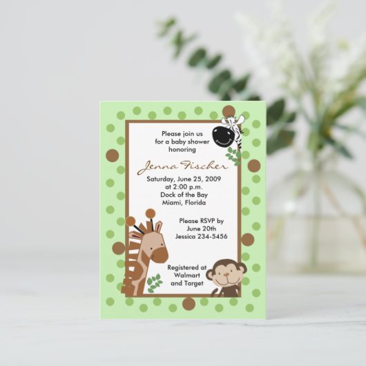 {TBA}ジャングルアドベンチャーサファリベイビーシャワー インビテーションポストカード (スタンド正面)