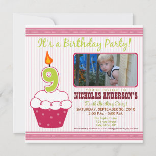 {TBA}スイートカップケーキ第9回誕生日パーティーの招待 招待状