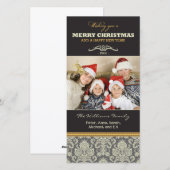 {TBA}ダマスクパターンファミリーホリデイフォトカード シーズンカード (正面/裏面)