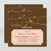 {TBA}ツイート！ツイート！ベビーシャワー招待状（オレンジ） 招待状 (正面/裏面)