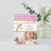 {TBA}ヒッポ&バーディ赤ちゃん女の子の誕生のお知らせ 案内ポストカード (スタンド正面)