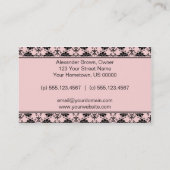 TBA -ピンクおよび黒いダマスク織の名刺 名刺 (裏面)