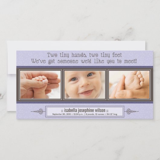 {TBA}小さな手、小さな足誕生のお知らせ 案内状 (正面)