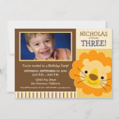 {TBA}最愛のライオンの男の子の誕生日の招待(黄色) 招待状 (正面)