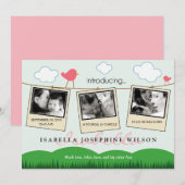 {TBA} 洗濯紐でお知らせする出産報告 案内状 (正面/裏面)