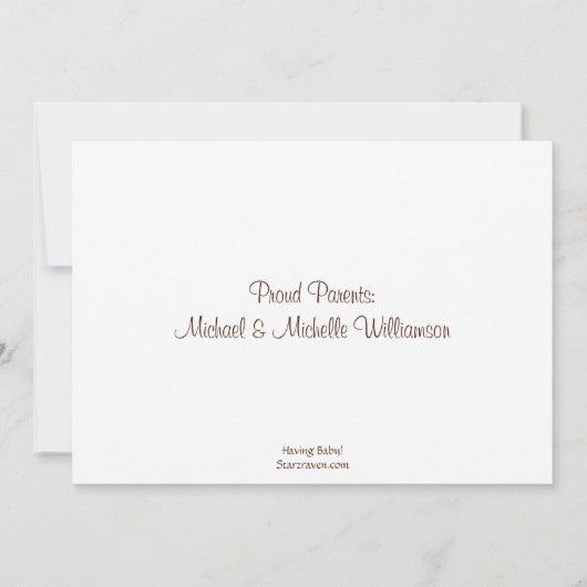 {TBA}茶色の緑の三つ子の誕生のお知らせ 案内状 (裏面)