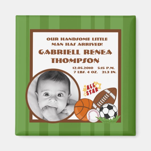 {TBA} 2"x2"すべての星の緑の発表磁石 マグネット (正面)