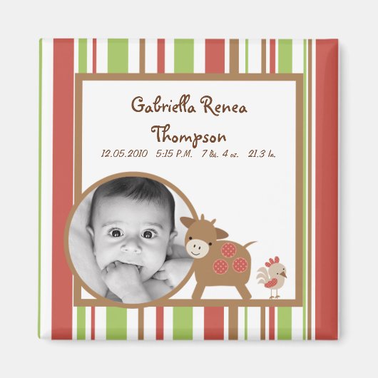 {TBA} 2"x2"バーンドファーム動物アナウンスメントマグネット マグネット (正面)