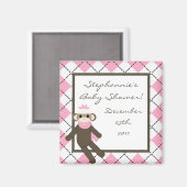 {TBA} 2"x2"ピンクソックモンキーパーティー好意マグネット マグネット (正面/裏面)