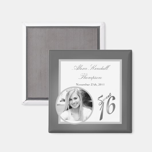 {TBA} 2"x2"甘い16シルバー発表マグネット マグネット (正面/裏面)