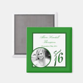 {TBA} 2"x2"甘い16緑の発表マグネット マグネット (正面/裏面)