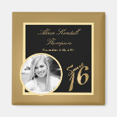 {TBA} 2"x2"甘い16金ゴールド発表マグネット マグネット (正面)