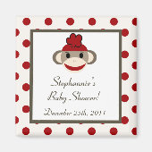 {TBA} 2"x2"赤い靴下モンキーパーティー好意マグネット マグネット (正面)