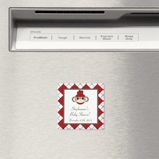 {TBA} 2"x2"赤い靴下モンキーパーティー好意マグネット マグネット (インサイチュ (食洗機))