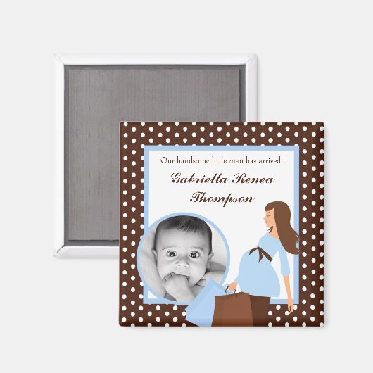 {TBA} 2"x2"青いMomポークモダン発表磁石 マグネット (正面/裏面)