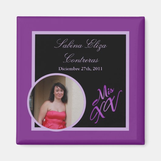 {TBA} 2"x2" Mis XV紫色の発表磁石 マグネット (正面)