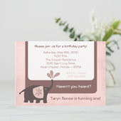 {TBA} 5x7パープルゾウ誕生日招待状 招待状 (スタンド正面)