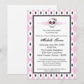 {TBA}5x7 ガールパンク スカル バースデーパーティー 招待状 (正面/裏面)