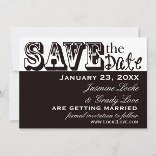 TBA 8-14 モノクロ結婚式 Save the Date 招待状