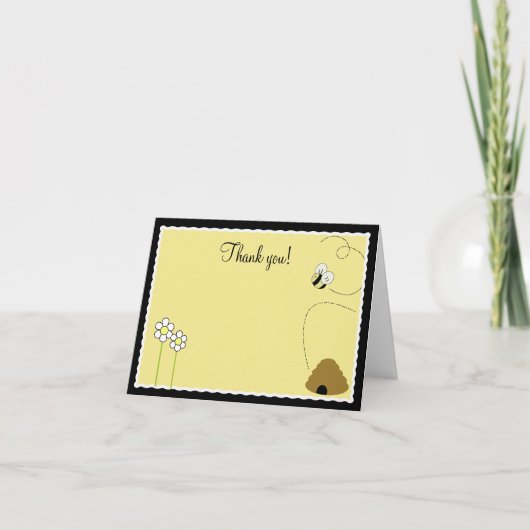 {TBA} Bee Happy Bumble Bee 折りたたみ式御礼カード サンキューカード (正面)