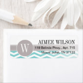 ::TBA:: Chic Chevron Monogram |ティール（緑がかった色） ラベル (インサイチュ)