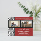 {TBA} Damask 2-Photo Red-Black-White日付を保存 案内ポストカード (スタンド正面)