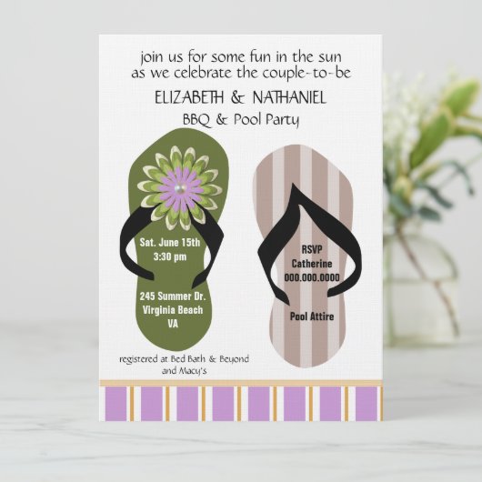 (TBA) Flippinはウェディングシャワーのプールを囲んでのパーティをつなぎます 招待状 (スタンド正面)