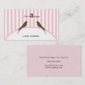 (TBA) (Top10）のピンクのストライプの鳥の名刺 名刺 (正面/裏面)