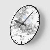 Tbilisi Clock City Line Art ラウンド壁時計 (傾斜)