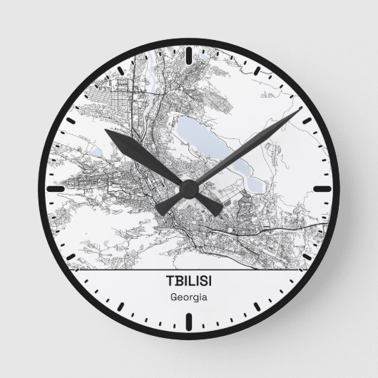 Tbilisi Clock City Line Art ラウンド壁時計 (正面)