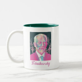 Tchaikovsky Colorful Portrait Quote ツートーンマグカップ