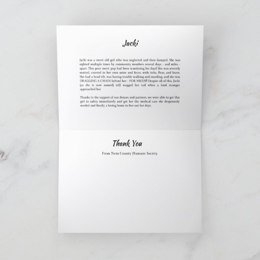 TCHS Jacki Thank You カード (内部)