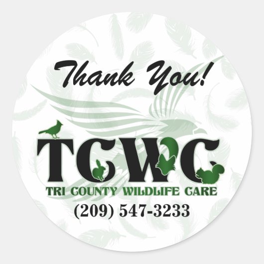 TCWC - Logo Green Thank You Stickers ラウンドシール (正面)