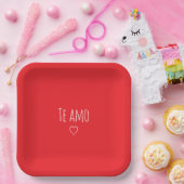 'Te Amo' Romantic Red White Valentine's Day ペーパープレート (パーティー)